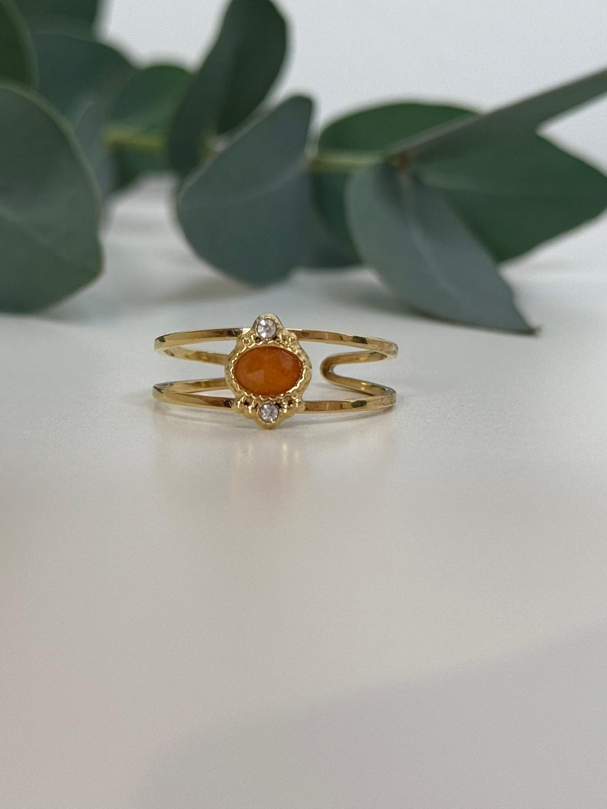 Bague pierre doré