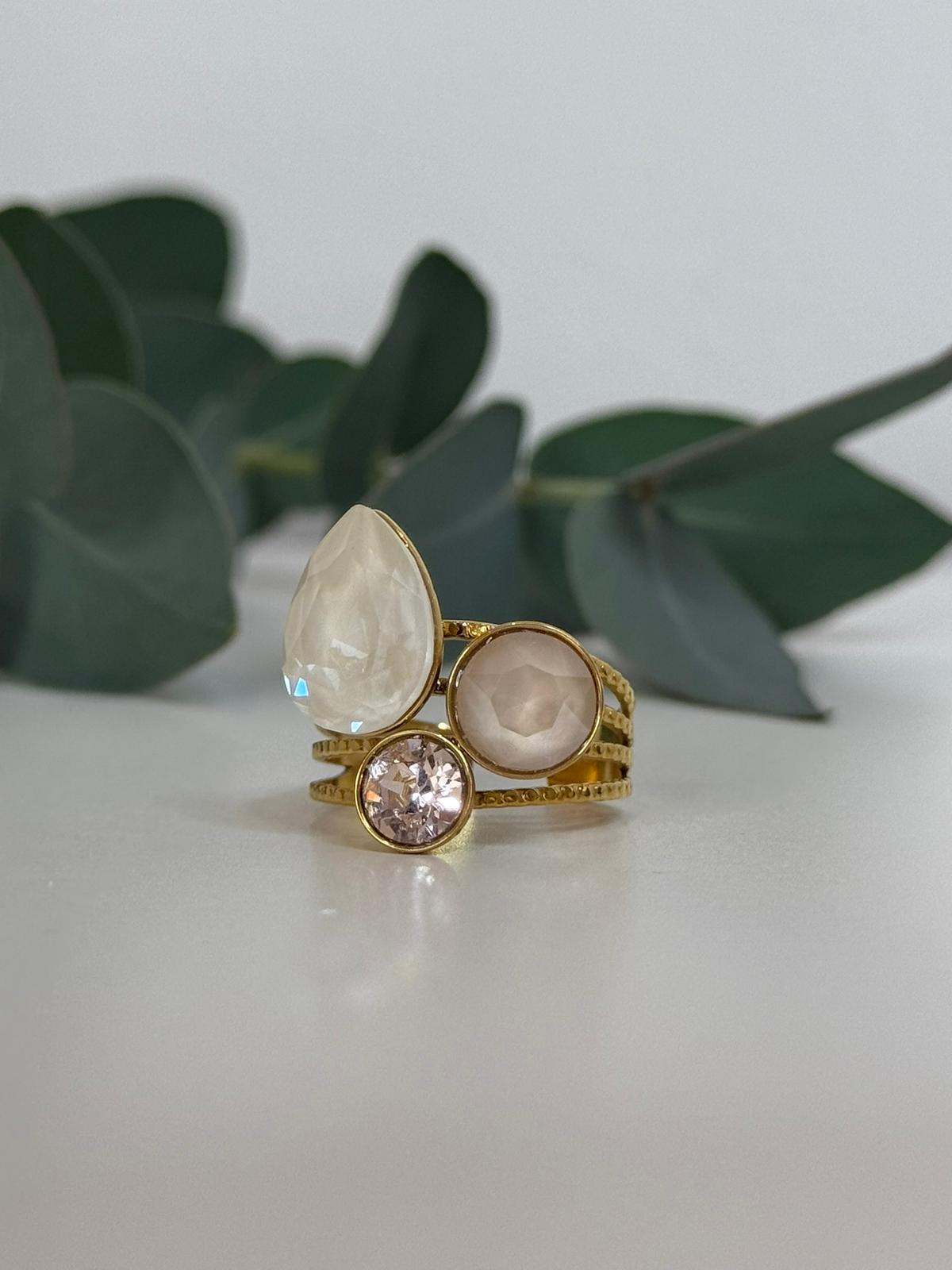 Bague cristaux doré