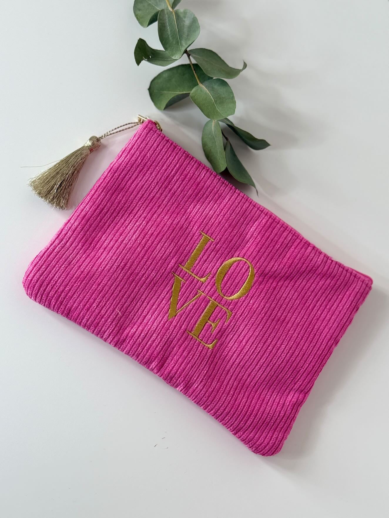 Pochette rose écriture love