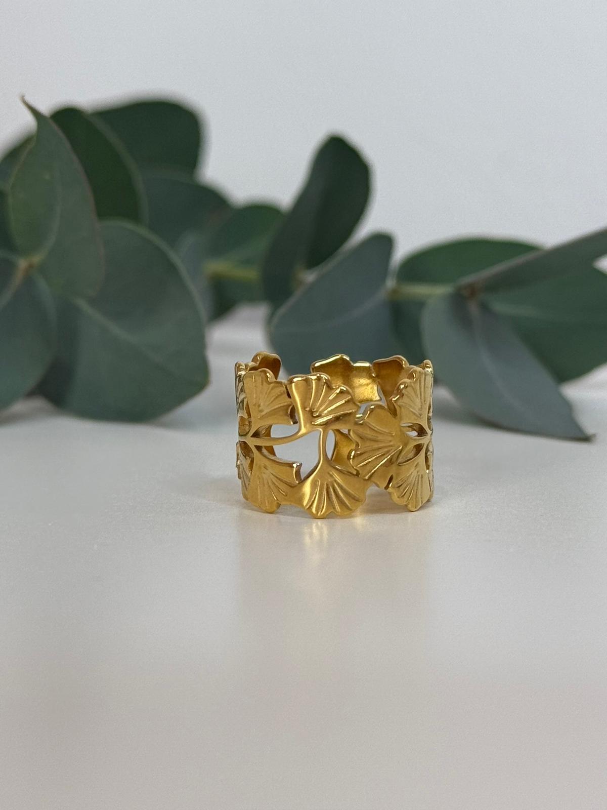 Bague feuillage doré