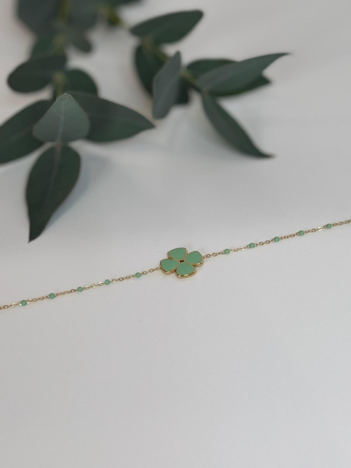 Bracelet fleur vert