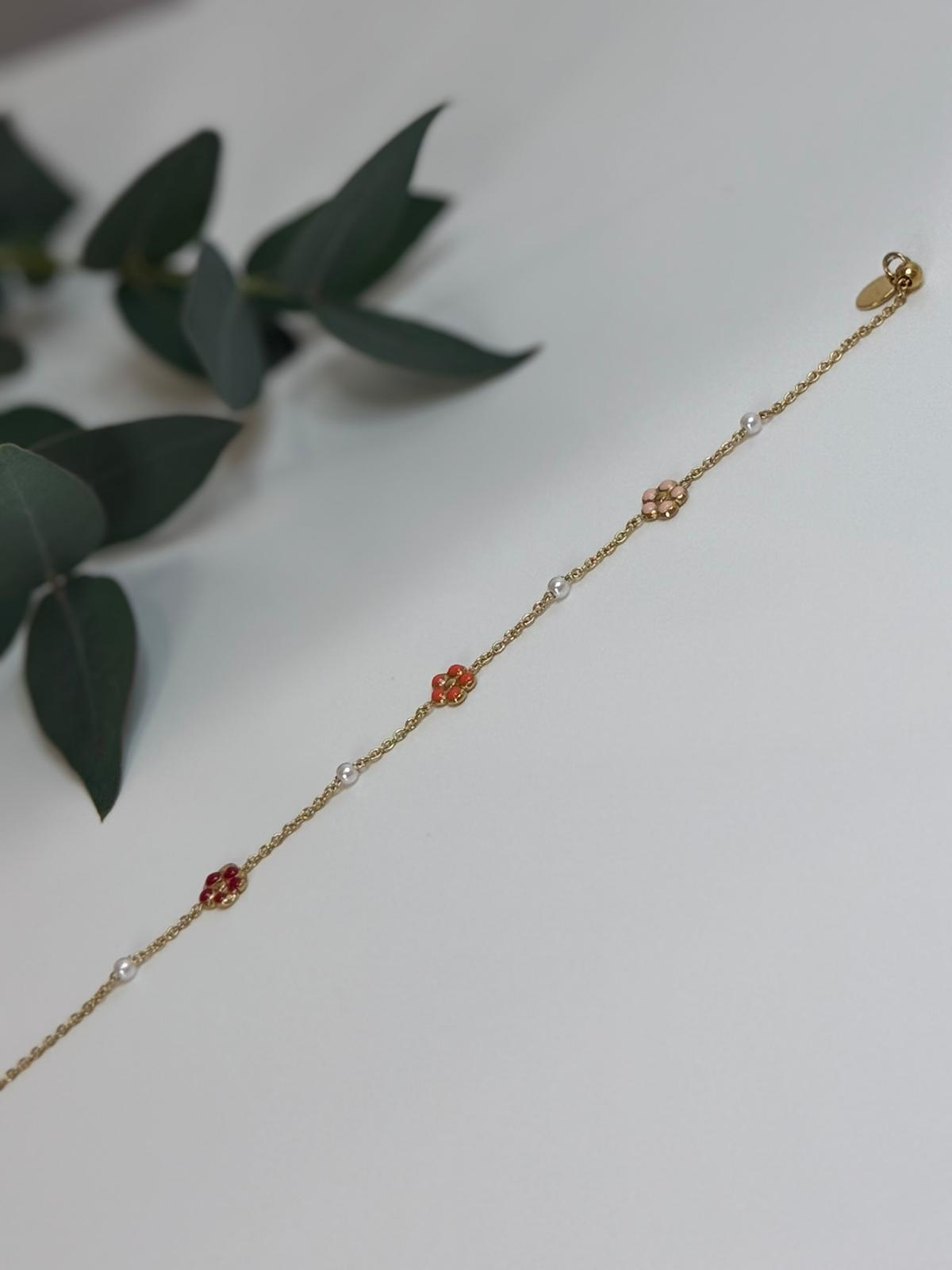 Bracelet fleurs doré
